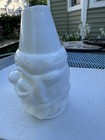 Vtg Fenton Glass Milk Glad Santa Claus Fairy Lamp Votive Lamp 2 Piece With Label