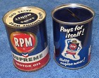 Lot Of 2 Variations Of Vintage Rpm Chevron Motor Oil Coin Banks