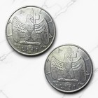 1940          Italy 1 Lira Pair Wwii Magnetic   Non-magnetic  Veiii  Free Shipping 