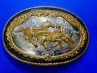 Team Roping Steer Header Heeler Trophy Cowboy Vintage German Silver Belt Buckle