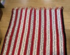 Handmade Crocheted Afghan Throw Blanket  57x74    Red White Black Gray - Perfect 