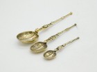 Graduating Set Of Three Sterling Silver Gilt Anointing Spoons Antique 1936