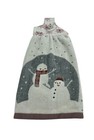 Christmas Hanging Dishtowel Snowmen On Gray And Burgundy Towel