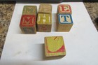 Vintage Wooden Block Wood Ridged Lot Of Seven 1 25 Inches Square