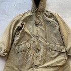 Vintage 40s Parka Ww2 N1 Usn Navy Deck Coat Jacket Hood L xl Alpaca Lined