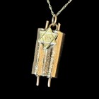 Vintage Star Of David  Torah Scroll 14k Rose Yellow Gold Pendant Chain Necklace