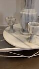 Vtg Marble Liquor Cordial Decanter Light Gray White   3 Cups  