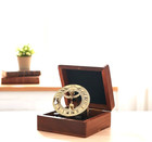 Handmade Vintage Brass Sundial Compass With Wooden Box  Antique Style