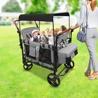 Folding Baby Stroller Wagon Cart For 4 Kids--high Seat With Canopy Face To Face