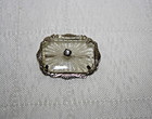 Vintage Art Deco Silver Tone Camphor Glass Rhinestone 1  Pin Brooch