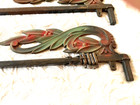 Pair Vintage Antique Cast Iron Swing Arm Curtain Rods Painted Art Nouveau 1920s