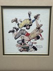 Vintage First Down Print By Norman Rockwell  10 25 X 10 25 Wood Frame Football