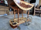 Vintage Italian Sorrento Marquetry Inlaid Bar Cart     Drop-leaf Trolley