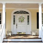 Spring wreaths for Front Door Summer wreath With pansy Flower lamb Ear Leaves-iv