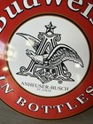 Budweiser In Bottles Round Anheuser Busch St Louis Metal Bar Beer Sign 12 x17 