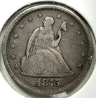 1875-s 20c Twenty Cent Piece In Choice F  Fine  Condition