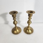 Pair Of Antique Brass Small Candle Holders Candlesticks 5 5    Tall 