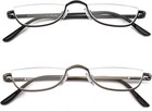 Half Reading Glasses - 2 Pairs Half Rim Metal Frame Glasses Spring Hinge Readers