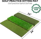 24 x24  Grass Turf 3-in-1 Collapsible Golf Practice Hitting Mat With Tee   Balls