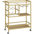 Multi Level Kitchen Serving Cart W  Wine Rack Glass Holders Rolling Storage New
