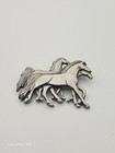 Vintage Horse Brooch Pin Southwestern Equestrian Pewter 2  Estate Jewelry