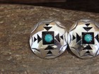 Native American Sterling Silver   Turquoise Shadowbox Post Earrings - Perry
