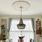 Huge Ornate Hand-carved Distressed White Ceiling Medallion - Vintage Elegance 