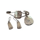 Phillippines Sterling Silver Turquoise Inlay Cuff Bracelet Pendant Earrings Set