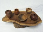 Chris Allen Hawaii Koa Wood Hawaiian Miniature Bowl Vase 6pc Set W base Handmade