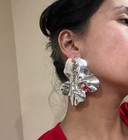 Big Silver Earrings Studs Vintage Style Metal Chunky Statement  Abstract Large