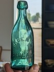    rare    Teal Green J  Beam Philadelphia Squat Blob Top Soda Bottle