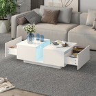 Coffee Table High Gloss White Led Tea Table Storage Drawer Living Room Furniture