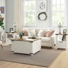 Homcom Coffee Table With Flip Top Hidden Storage  Square Center Table White