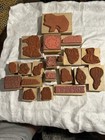 Lot Of 20 Bear Wood Block Rubber Stamps