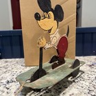 Vintage Mouse Steel Pull Toy Large  Working
