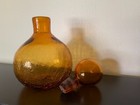 Blenko Wayne Husted Amber Crackle Bottle With Stopper Mcm Vintage