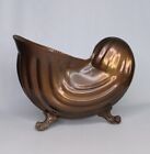 Vintage Solid Brass Nautilus Shell Planter With Feet