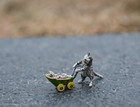 Antique Austrian Vienna Cold Painted Bronze Figure Of Mom Cat Pushing Stroller