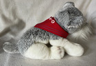 F a o  Fao Schwarz Grey White Schnauzer Terrier Dog Puppy Plush With Red Scarf
