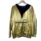 Adidas Originals Metallic Gold Windbreaker Hoodie Jacket Womens 12 Half Zip Rare
