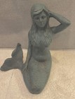 Heavy Cast Iron Sitting Mermaid Statue Figure Nautical Outside Garden Doorstop