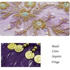 Belly Dance Costume Beaded Sequins Coins Fringe Hip Scarf Belt Shawl 3 Colors