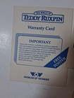 Vintage Original Teddy Ruxpin Warranty Card Worlds Of Wonder
