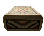 Vintage Navajo Sand Painting Art Wooden Trinket Box Native American James Smith