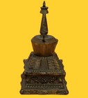 Antique Tibetan Buddhist Copper Stupa - Handcrafted Ritual Artifact