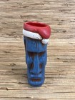 Christmas Moai Tiki Mug Maka Tiki Santa Hat Blue 7 5  Tall Made In Italy New