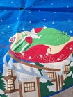 Vtg Needlepoint Christmas Tree Skirt Santa Sleigh Reindeer  fb