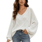 Women Casual Knit Top V Neck Loose Long Sleeve Pullover Sweater Polyester