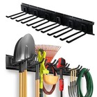 Garden Tool Organizer Wall Mount 48 Inch Black Metal Garage Storage Rack Heavy