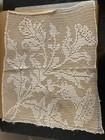 Vintage Filet Crochet Tulip Floral Table Runner Doily 20x16 Handmade Lace